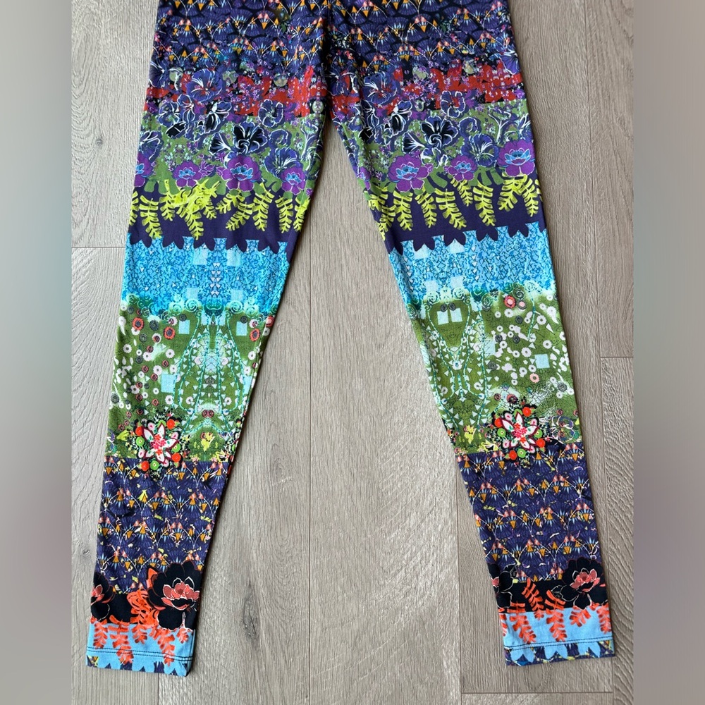 Desigual Johanna Vibrant Floral Indie Bohemian Colorful Leggings Size Medium - Picture 3 of 15